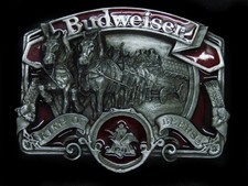 TG15155 NOS VINTAGE 1987 BUDWEISER KING OF BEERS ADVERTISEMENT BELT BUCKLE