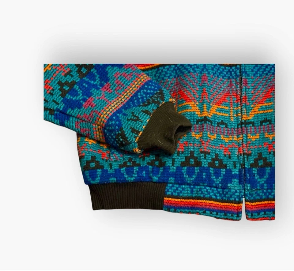 Винтажная мужская куртка-бомбер 90-х David James Southwestern сделано в США Aztec размер L - Изображение 3 из 4