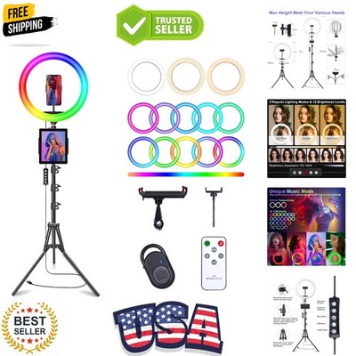 10'' Selfie Ring Light with 73'' Tripod Stand & 1 Phone Holder, LED Camera Ring...