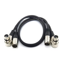 2ft Right-Angle Female to Straight Male XLR Plug Cable 3-Pin Camera Adapter