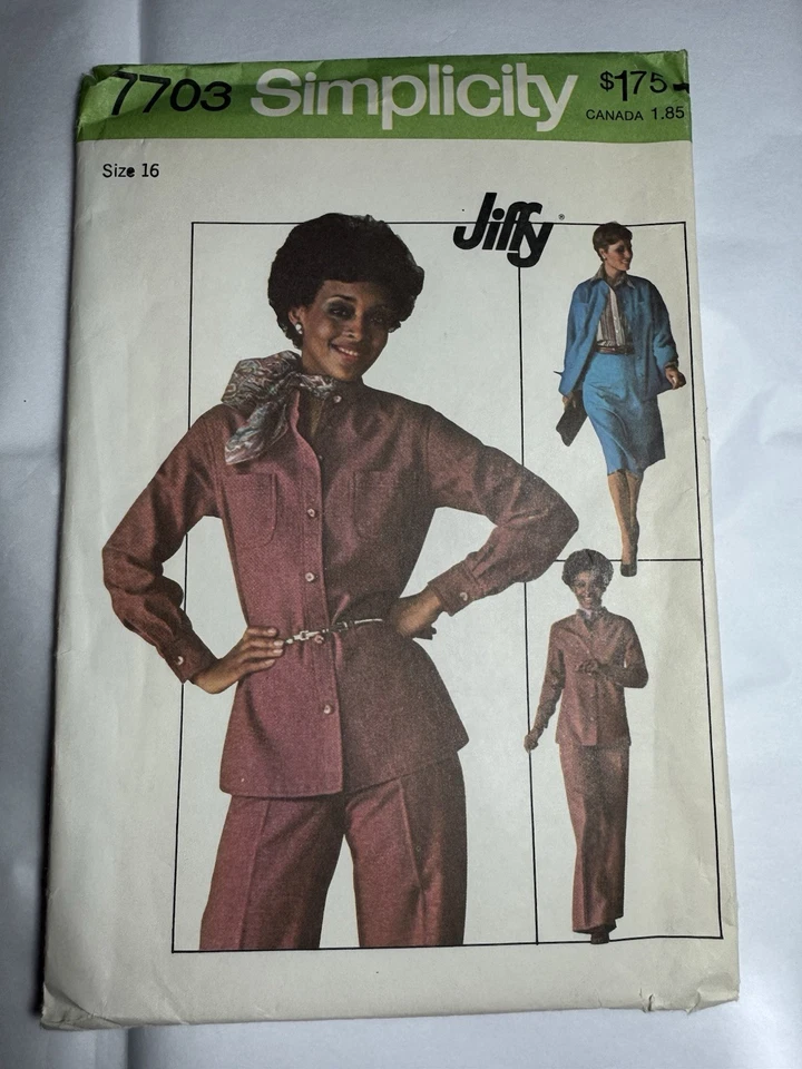 Simplicity Vintage Pattern 7703 Womens Jiffy Top Pants Skirts SZ 16 UNCUT;FF - Image 2 of 4