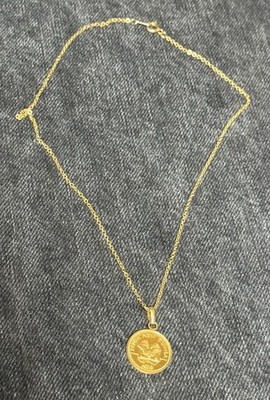 Papua New Guinea Coin Necklace Gold Tone Unisex Vintage Jewelry