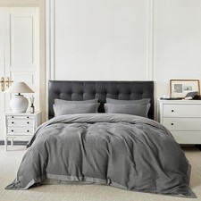 Grey Jacquard Duvet Cover King 100 Cotton Elegant Gray Waffle Weave Duvet Co...