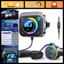 Bluetooth 6.0 Car Adapter FM AUX HiFi Bass Sound, 96W Fast Charging Device