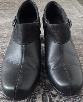 Clarks Womens Black Leather Bendables Scheme Aspire Size Zip Booties 10M