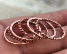 Solid Copper Minimalist Healing Handmade Unisex Ring, Stackable rings Set of 6