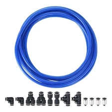 Tire 6mm OD PU Air Pipe Kit 5M Blue with Black Push On Connect Fittings