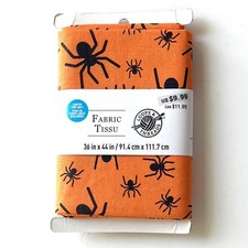 1 yd Pre Cut Fabric Halloween Themed Orange Black Spiders 44" wide 100 Cotton