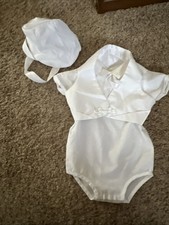 Boys Baptism Romper and Hat Set
