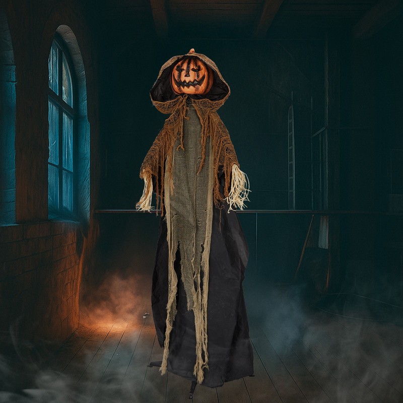 5.8ft Halloween Decorations Life Size Animatronics Pumpkin Ghost, Sound-Actived