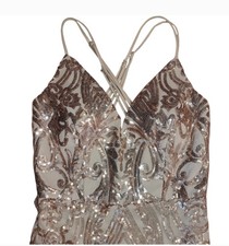 Windsor Gold Sequin Full Length Prom Formal Gown Dress