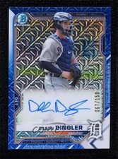 2021 Bowman Mega Box Chrome Mojo Blue Refractor 67/150 Dillon Dingler Auto k0w