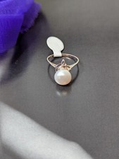 MODERNIST Sterling Silver with Genuine Baroque Pearl Ring Size 7