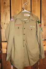 Boy Scouts of America Uniform Men's Shirt Long SLeeve Green 16 Neck LARGE