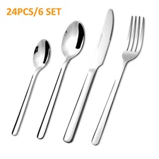 24pcs Silverware Set Stainless Steel Flatware Tableware Cutlery Dishwasher Safe