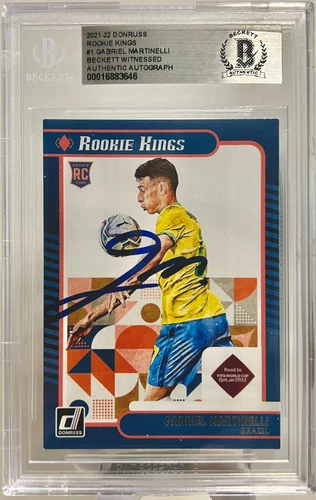 2021-22 Signed Gabriel Martinelli FIFA World Cup Donruss RC Brazil #1 Beckett