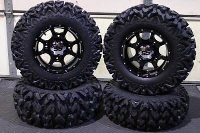CAN AM DEFENDER HD5 25'' RIP SAW RADIAL ATV TIRE & COBRA BLACK WHEEL KIT CAN1CA