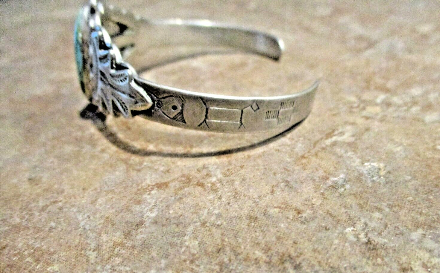 FINE Old 1950's Navajo Sterling Silver Natural Tu… - image 9