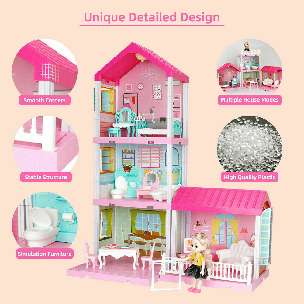 Barbie Dream House Girls Kids Play Mansion Pretend Dollhouse With Furniture