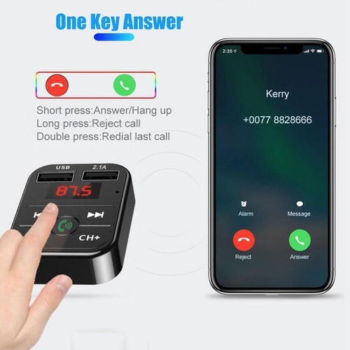 Dual USB Bluetooth Ladegerät KFZ Adapter FM Transmitter T0F6 J1R8 Radio MP3 U0B2 - Bild 5 von 12