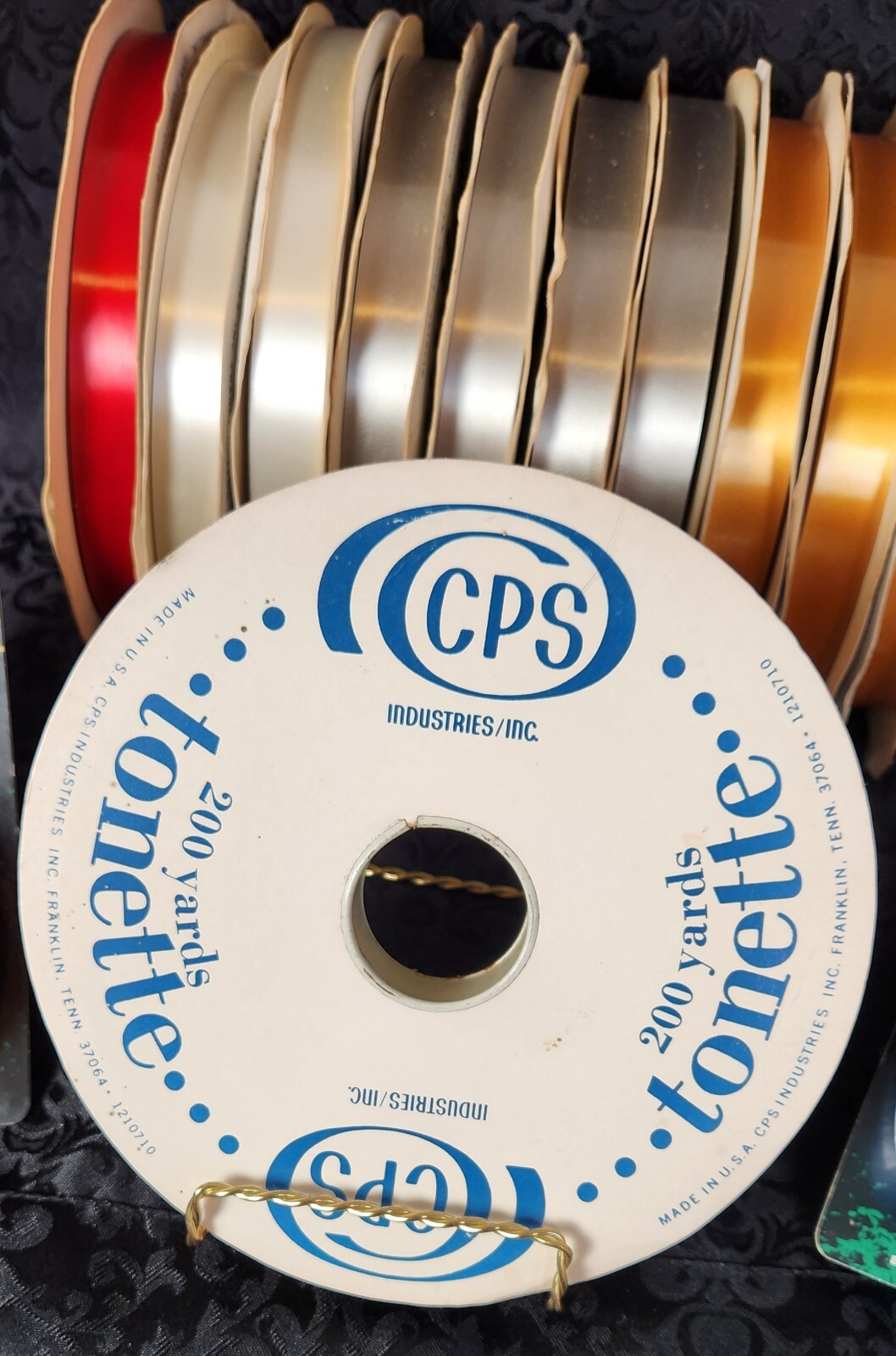 VTG Lot of 13 Shiny Ribbon Spools OVER 2000 YDS!  7/8" & 5/8" CPS Brand Tonette 