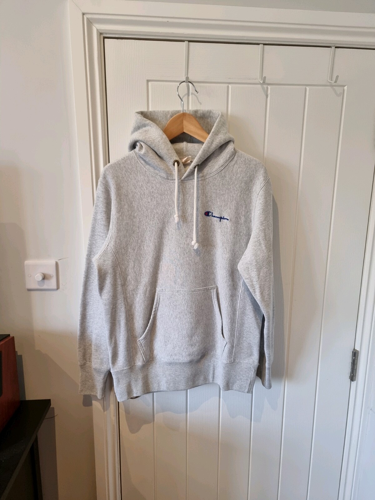 Champion Reverse Weave Hoodie Jumper Sweatshirt In Grey Melange Size M RRP £85