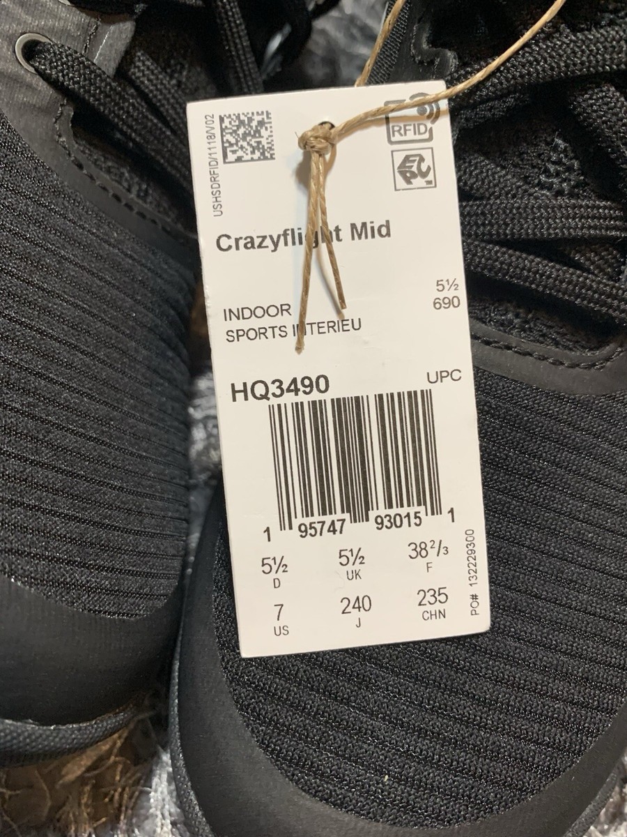 Adidas Crazyflight Mid Volleyball Sneaker Shoes Women Size 7 Black