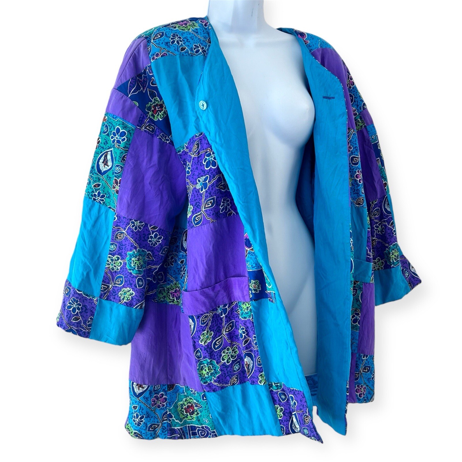 Vintage Silk Patchwork Single Button Jacket Size … - image 2