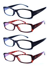 4 PAIR LOT READING GLASSES CLEAR LENS MENS WOMEN 1.00-3.25 RANDOM STYLE COLOR