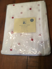 Pottery Barn Curtain Panels Set Of 2 Pink White Polka Dot Sheer 44x84 Tie Tops