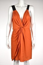 Asos Dress Size 8 Orange Sheath Sleeveless Knee Length Polyester Casual