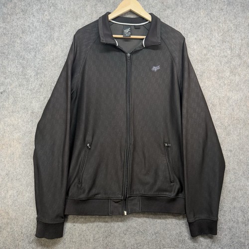 Chaqueta Fox Track Para Hombre XXL Manga Larga Negra Cremallera Completa Cuello Bolsillos