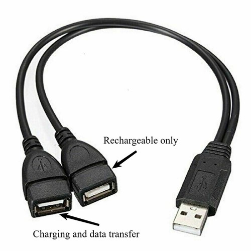 USB 2.0 A Male To 2 Dual USB Female Jack Y Splitter Hub Power Cord Adapter Cable