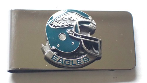 PHILADELPHIA EAGLES MONEY CLIP STAINLESS STEEL W/PEWTER EMBLEM - Picture 2 of 4