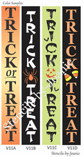 Halloween Trick Treat STENCIL Candy Corn Spider Pumpkin Porch DIY Signs Joanie