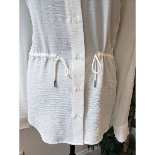 Calvin Klein Button Down Shirt Women's Size L White Solid Long Sleeve Collared - Picture 9 of 13