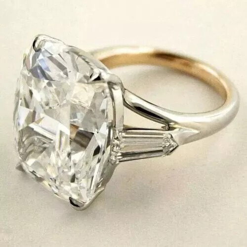 Anillo de compromiso de dos tonos de plata 925 con diamantes creados en laboratorio estilo Art Deco - Imagen 3 de 6