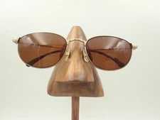 Vintage Perry Ellis PE126-1 Brown Gold Metal Oval Sunglasses Japan FRAMES ONLY