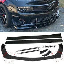 Front Bumper Lip Spoiler+86.6" Side Skirt Body Kit Glossy For Chevrolet Malibu