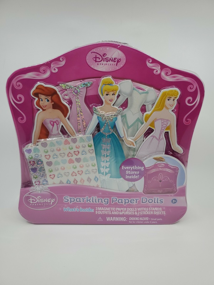 Disney Princesses Ariel Belle Rapunzel Sparkling Paper Dolls New