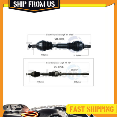 TRAKMOTIVE 2X FRONT PAIR CV JOINTS AXLE SHAFTS FITS 2011-2015 VOLVO XC60 AWD