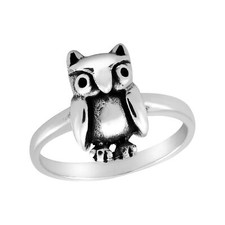 Mystical Intuitive Night Owl .925 Sterling Silver Band Ring-8