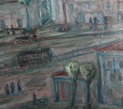 Vintage expressionist oil painting cityscape signed - Picture 2 of 10
