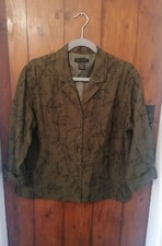 Silkland Vintage Moss Green Embroidered Shorter Length Jacket Sz Xl
