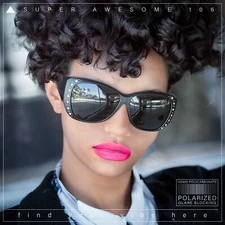 SA106 Polarized 55mm Fit Over OTG Butterfly Rhinestone Diva Sunglasses