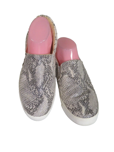 Damen-Slipper Größe 9 Tierhaut-Design Soda schwarz & grau