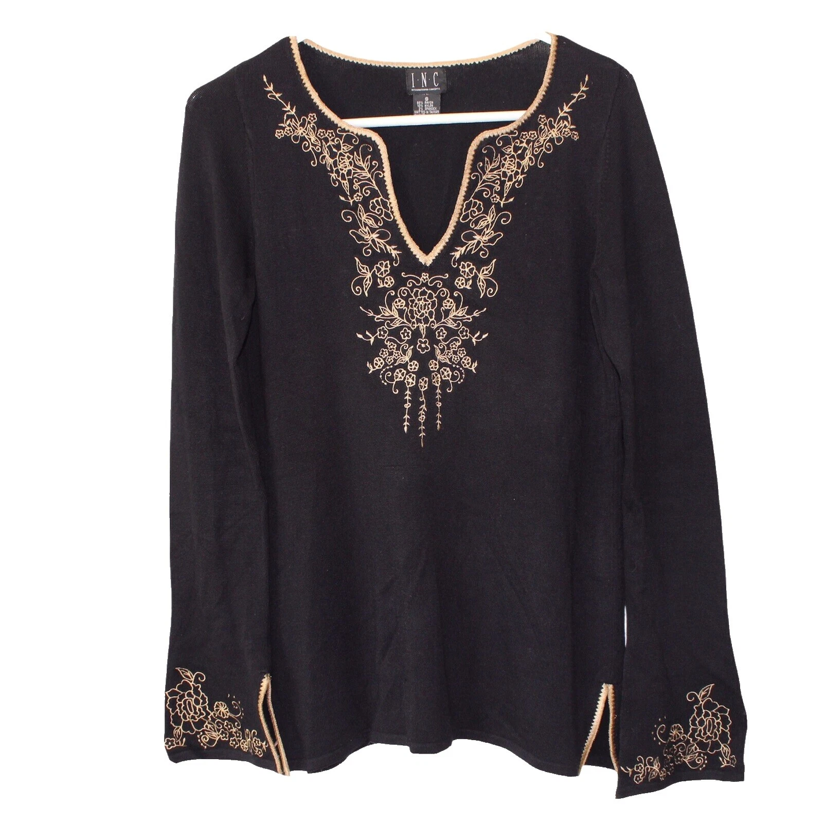 Свитера женские INC International Concepts коричневые с цветочным узором