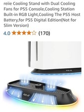 RGB Vertical Stand w/Cooling Fan Adjustable for PS5 Console LED Base Gaming Dock