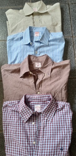 Brooks Brothers Non-Iron Blue White Plaid L/S Shirt Large 16-35 Bundle Lot 4