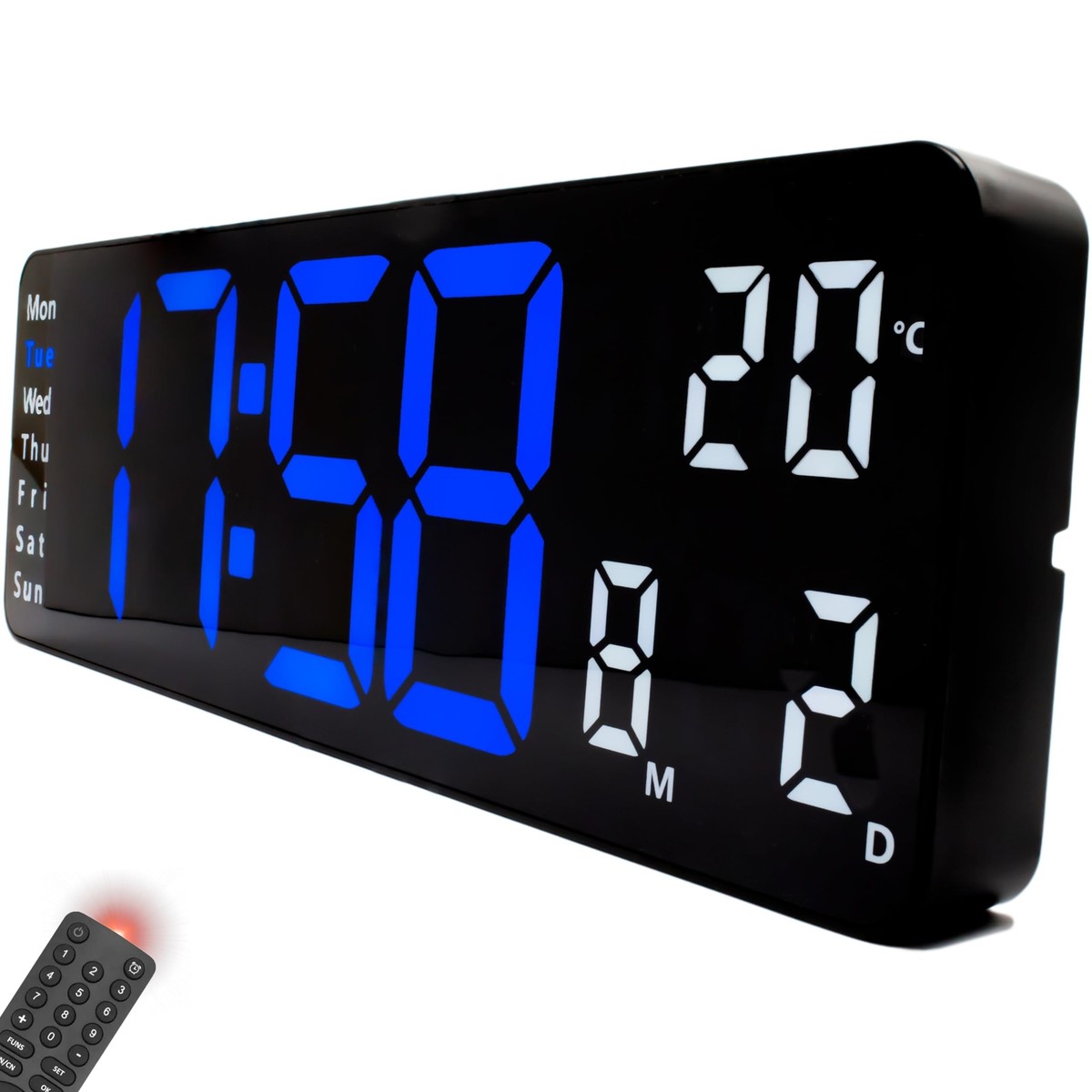 Opis Clock XL (blu/bianco): Orologio da Parete Digitale Grande